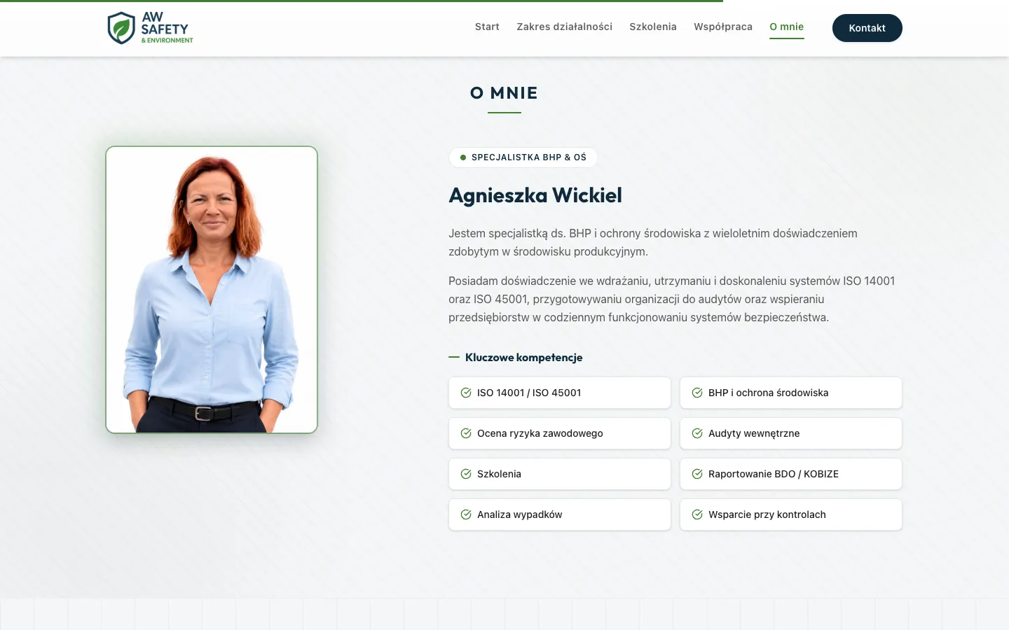 AW Safety & Environment – sekcja o ekspertce i jej kompetencjach