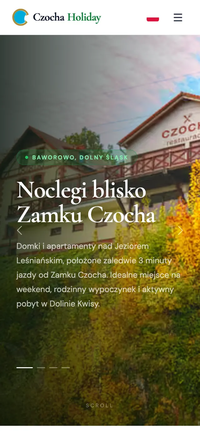 Strona Czocha Holiday na telefonie