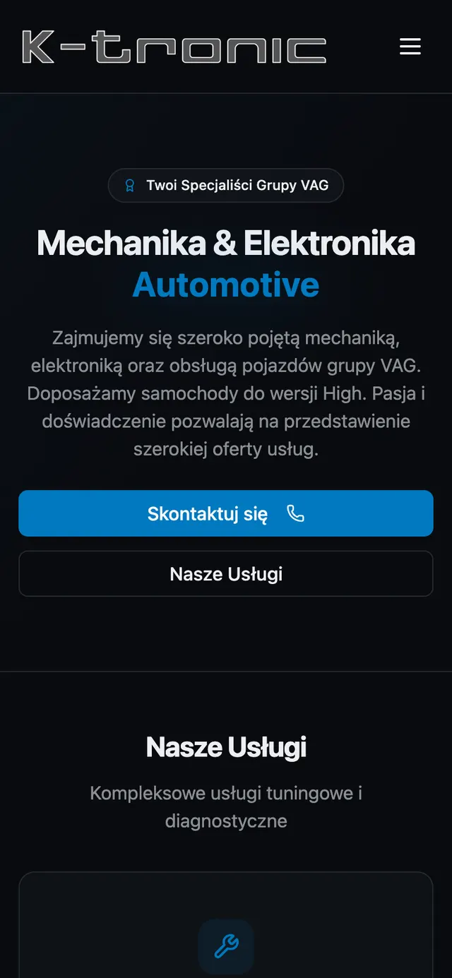 Die Website von K-Tronic auf dem Smartphone