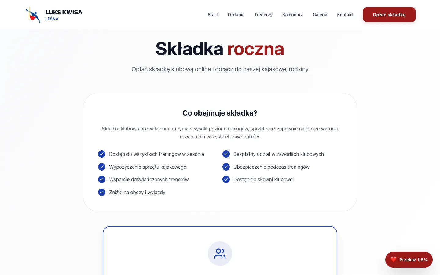 LUKS Kwisa Leśna – the annual fee, paid online