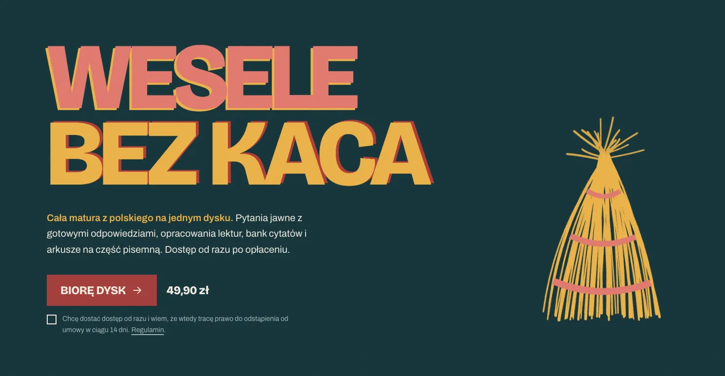 Wesele bez kaca home page – the whole Polish matura on one drive